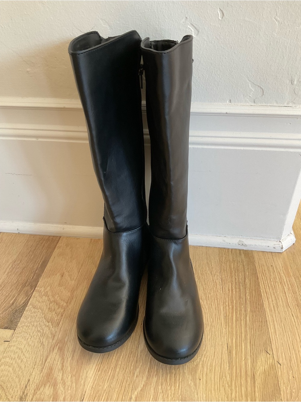 Steve Madden Kids Black Knee-High Zip Boots
